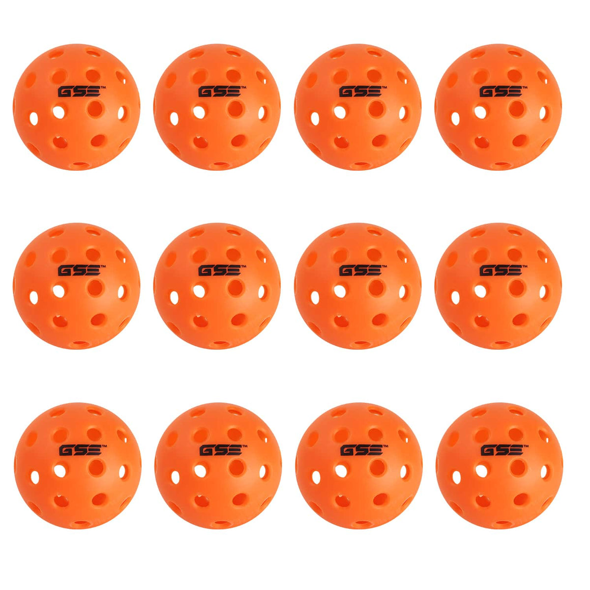 GSE Games & Sports Expert - 12-Pack of Outdoor Pickleball Balls Set, USAPA Standard 40 Holes Pickle Balls - Orange