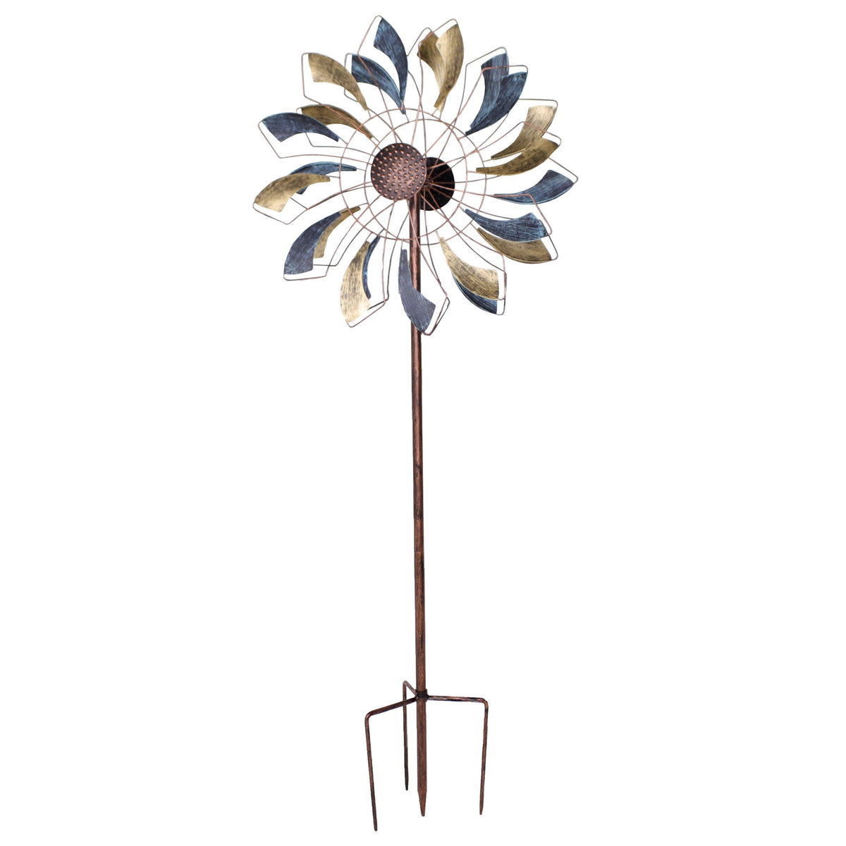 Sunnydaze - Pinwheel Powder-Coated Iron Wind Spinner - 84.5" H - Metallic