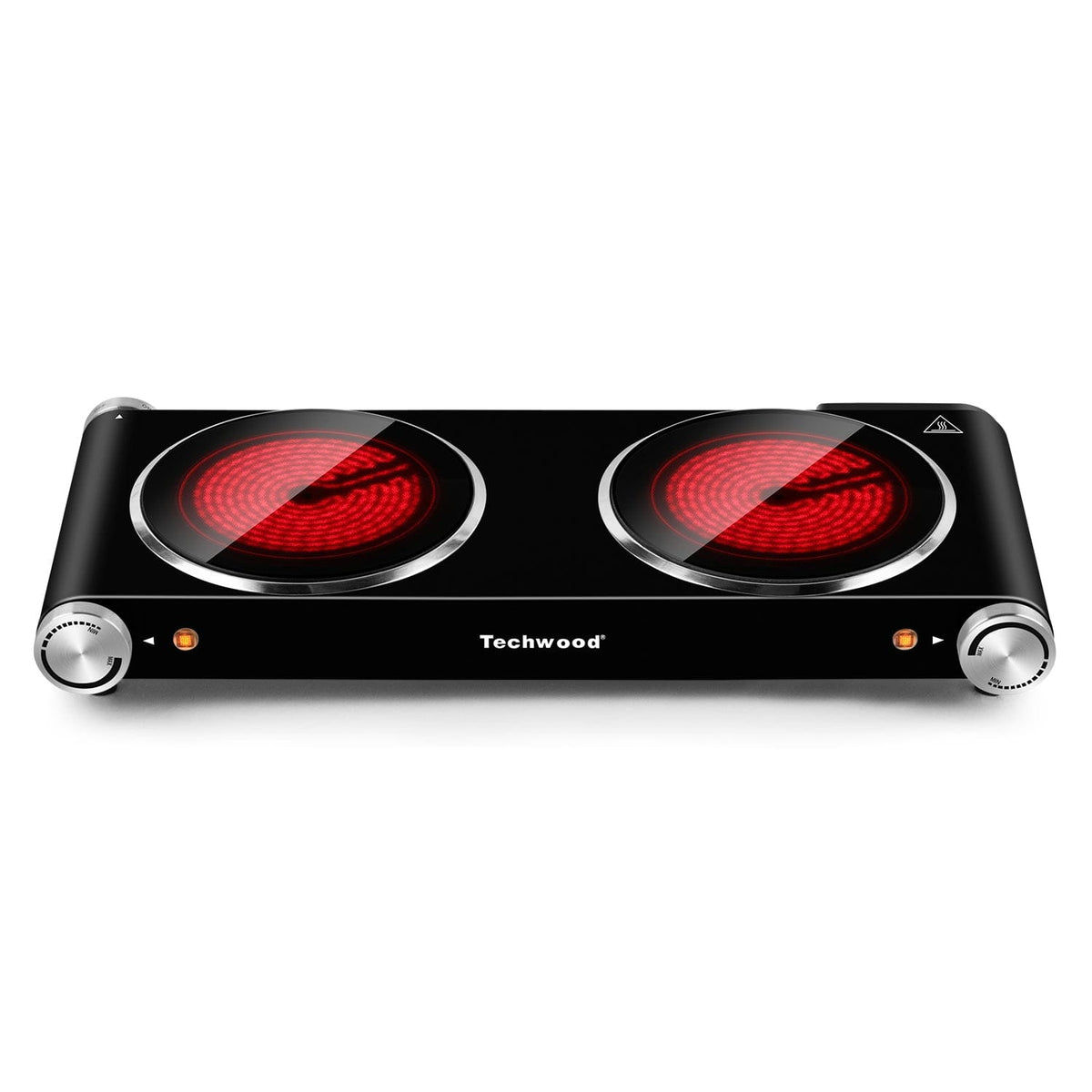 Techwood - 1800w Two Infrared Burners, Infrared Ceramic Stainless Steel Portable Electric Burner For Home Rvs Apartments - Black
