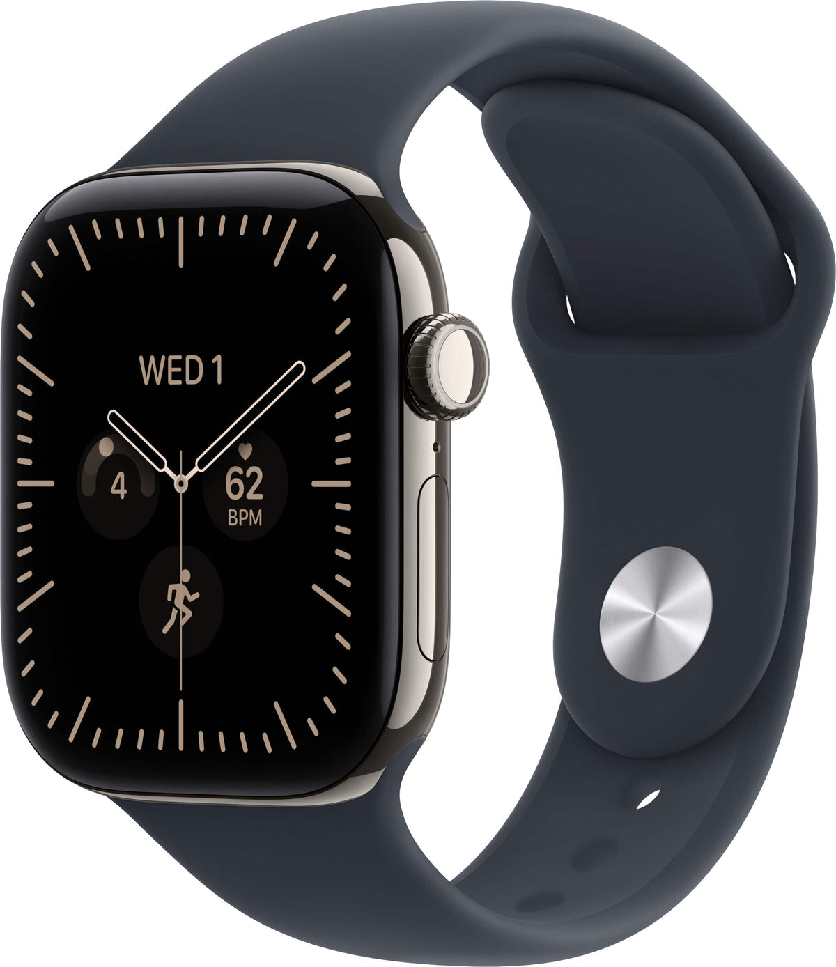 Apple Watch Series 12 (GPS + Cellular) 42mm Titanium Case with Navy Blue Sport Band - S/M - Natural (AT&T) - (2026)