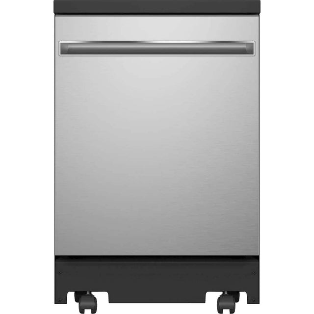 Front. GE - 24" Portable Dishwasher - Stainless steel.