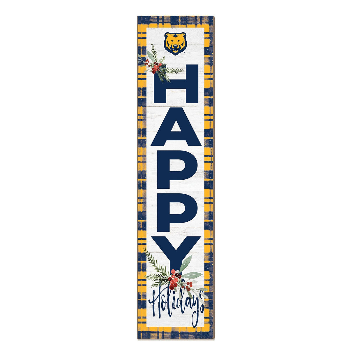 Jardine - Northern Colorado Bears 12'' x 48'' Outdoor Happy Holidays Leaner - White