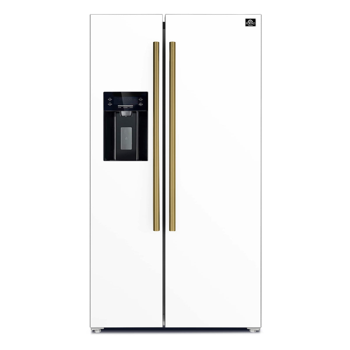 Forno Appliances - 36 in. Wide Salerno 20 Cu. Ft. Side-by-Side Counter-Depth Refrigerator with Ice and Water Dispenser - White
