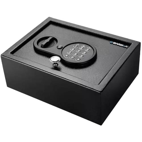 Front. Barska - 0.15 Cu Ft Digital Keypad Drawer Safe – Solid Steel Top-Opening Security Box with Deadbolts for Home, Office & Valuables - Black.