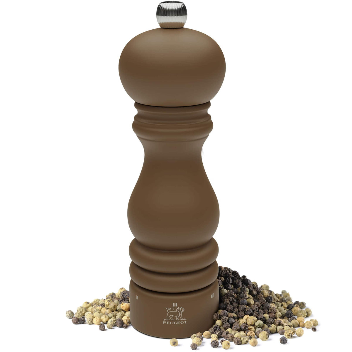 Peugeot - Paris u’Select Pepper Mill, 7-Inch Manual Rock Grinder, Adjustable 6-Setting Stainless Steel & Beechwood - Mocha