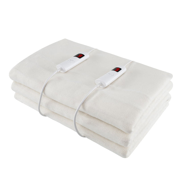 Front. Costway - Costway Mattress Pad King Size 80" x 78"  Machine Washable Electric Bed Warmer With Overheat Protection & Dual Control - White.