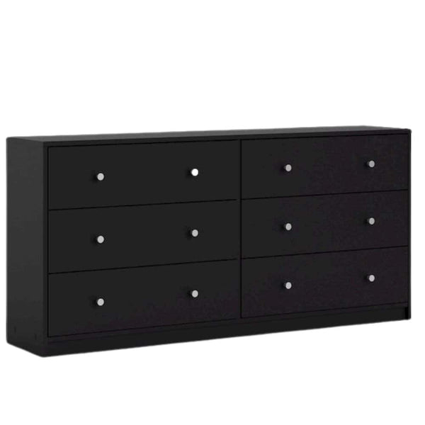 FurniFact - Dresser for Bedroom – Modern 6 Drawer Dresser with Spacious Storage – Sleek Dresser and Bedroom Dresser - Black