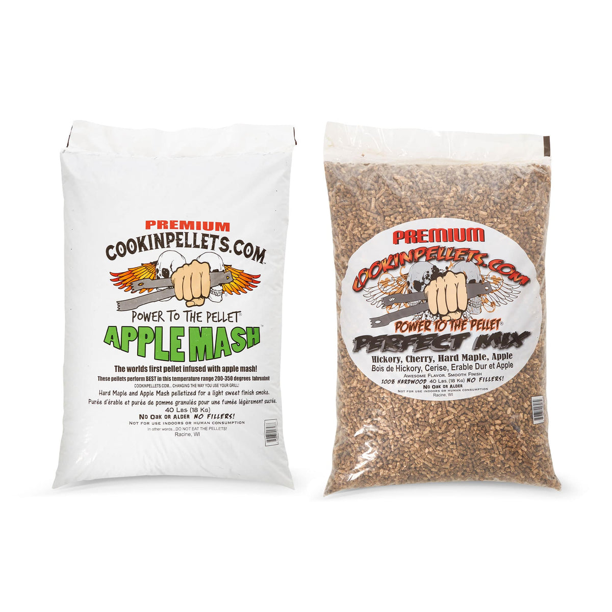 CookinPellets - Perfect Mix Wood Pellets and Apple Mash Wood Pellets, 40 Lb Bags