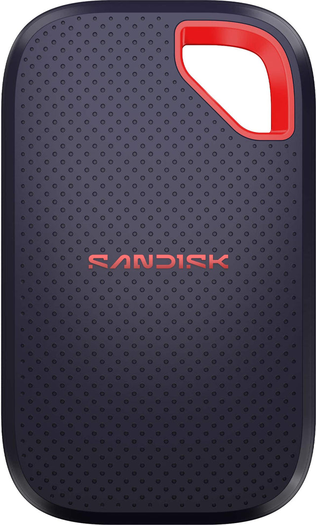 Front. SANDISK - Extreme 1TB Portable SSD External USB Type-C SSD, up to 2000MB/s, IP65 water / dust resistance - Black.