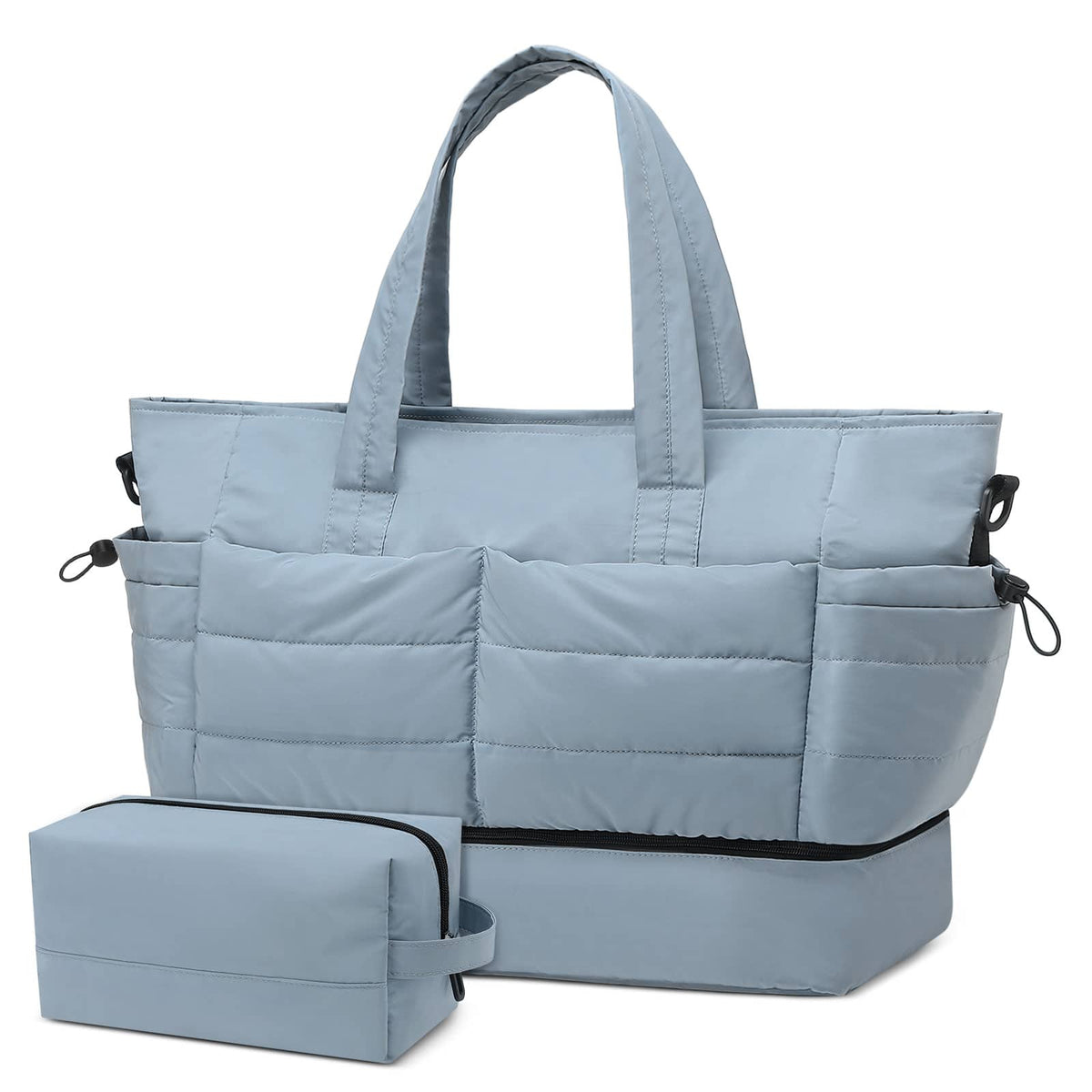 Unique Bargains - 50L Travel Duffel Bag for Women Weekender Carry on Bag with Shoe Compartment & Toiletry Bag Overnight Bag for Gym Trip - Blue