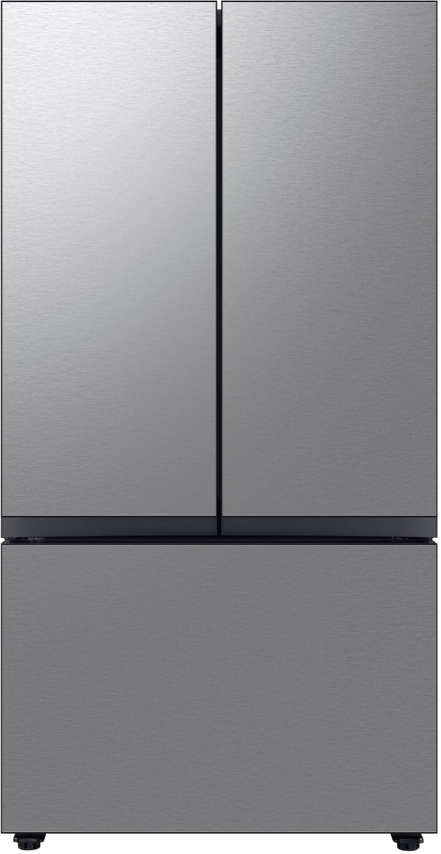 Front. Samsung - BESPOKE 24 cu. ft. 3-Door French Door Counter Depth Smart Refrigerator with AutoFill Water Pitcher - Stainless Steel.