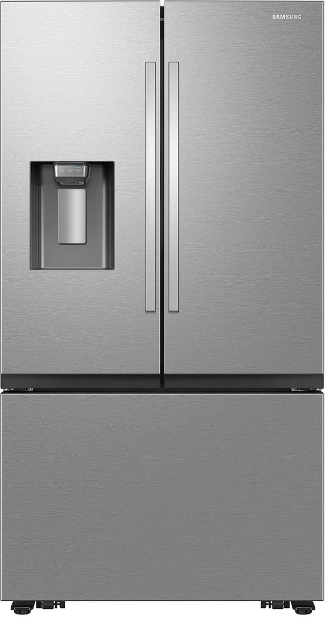 Front. Samsung - 26 cu. ft. French Door Counter Depth Smart Refrigerator with Four Types of Ice - Fingerprint Resistant Stainless Steel.
