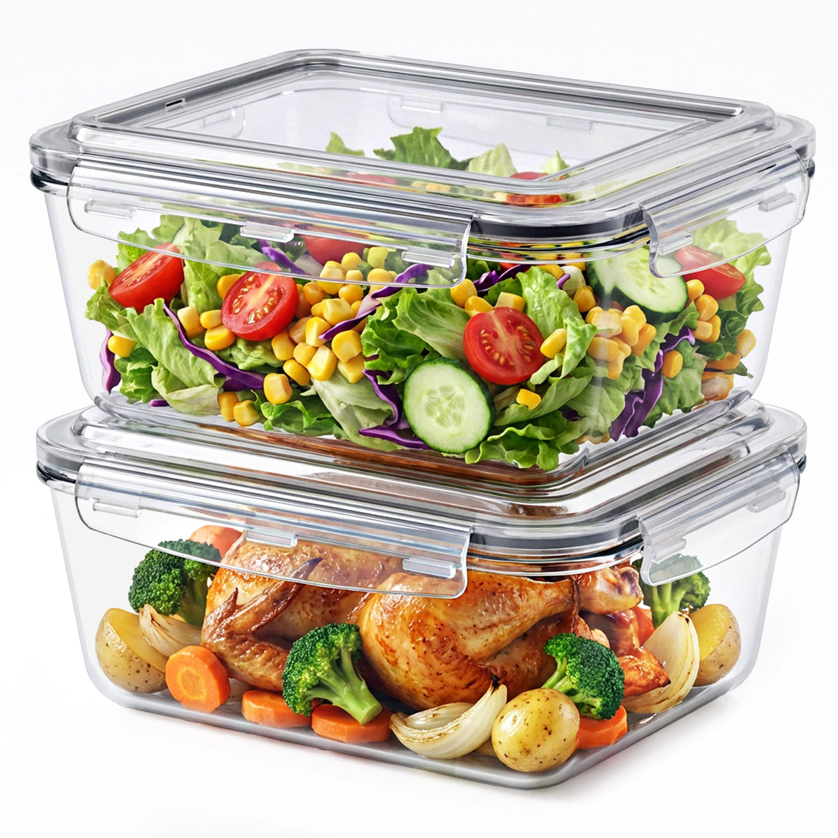 Sorbus - Set of 2 Glass Meal Prep Containers, Dishwasher and Oven Safe Meal Prep Containers, Freezer Safe Food Storage