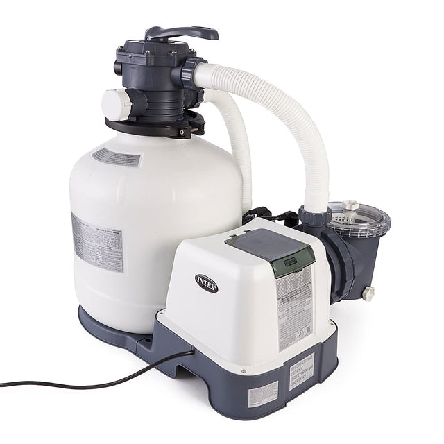 Front. Intex - 3000 GPH Above Ground Pool Sand Filter Pump with Automatic Timer - White.