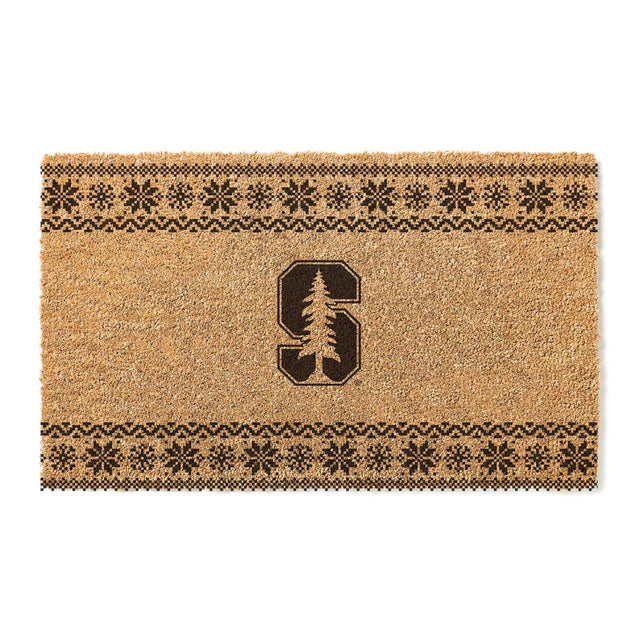 Front. Jardine - Stanford Cardinal 18" x 30" Holiday Coir Doormat - Brown.