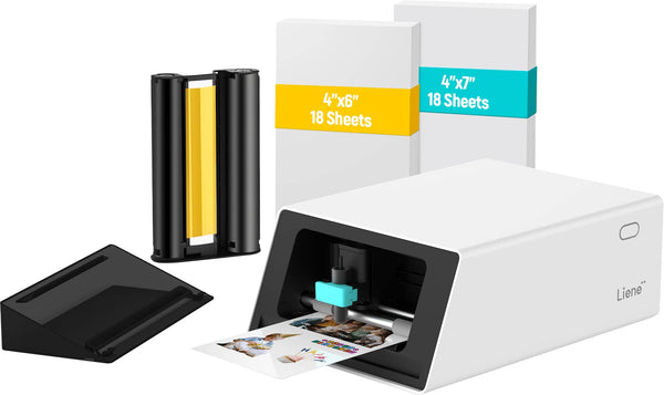 Liene - PixCut S1 Photo Sticker Printer and Cutter w/ 18 sheets 4x6 photo paper & 18 sheets sticker paper - White