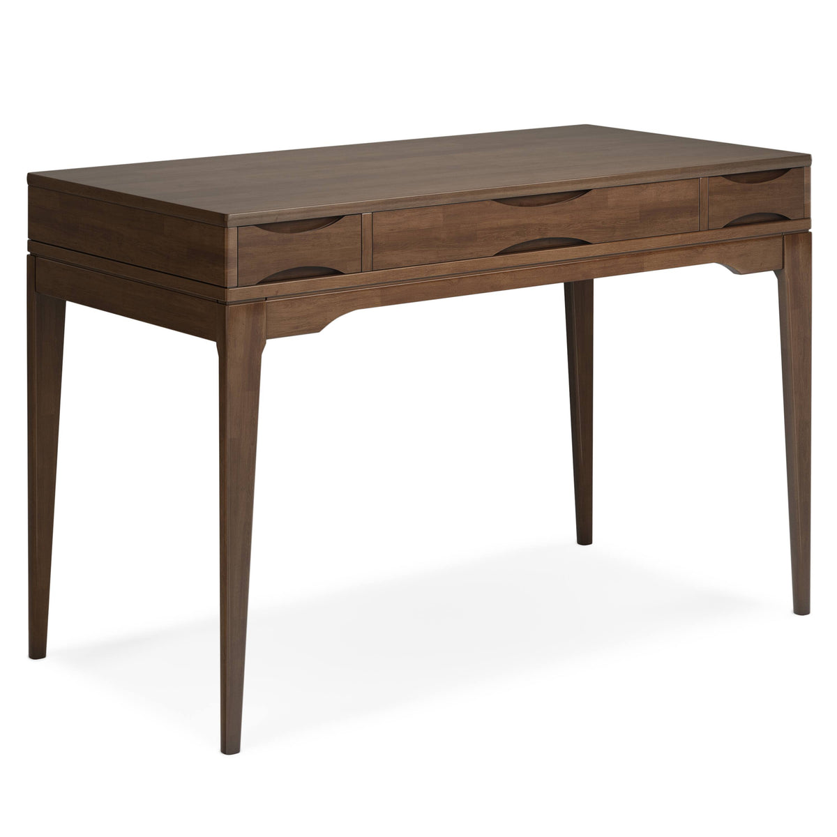 Simpli Home - Harper 48 inch Wide Solid Hardwood Mid-Century Modern Small Desk - Walnut Brown