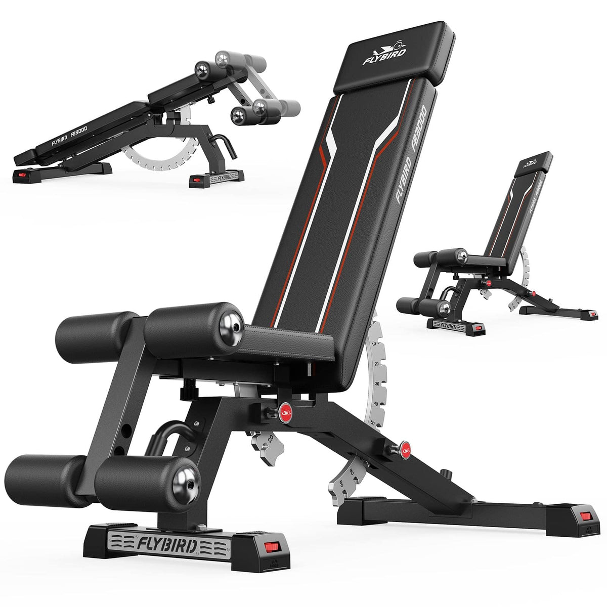 FLYBIRD - WB8 Adjustable Weight Bench, 1200LBS Foldable Full Body Workout Bench for Home Garage Gym Strength Training - Black