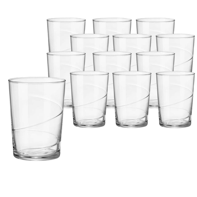 Front. Bormioli Rocco - Bormioli Rocco Bodega Swirl Gin Fizz Glasses, Set of 12, 17 Oz Spiral Tumblers - Clear.