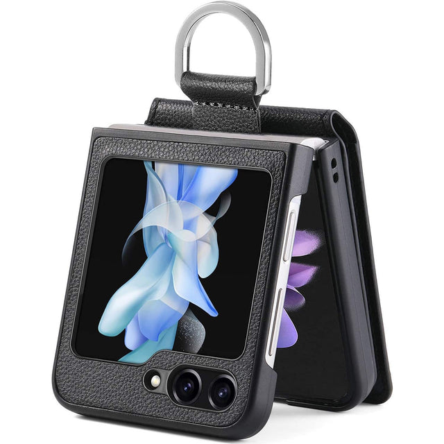 Angle. SaharaCase - Indy Series Wallet Case for Samsung Galaxy Z Flip6 - Scorpion Black.