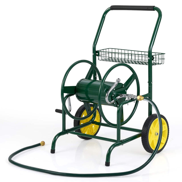 Front. Gymax - Gymax Garden Hose Reel Cart 230 FT of 5/8'' Large Capacity w/ 2 Wheels Storage Basket Green - Green.