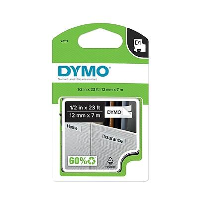 DYMO - D1 Standard 45113 Label Maker Tape, 1/2" x 23' - Black on White