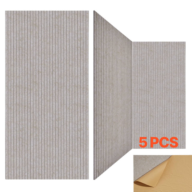 Front. VEVOR - 5PCS Acoustic Panels with Self Adhesive, 47.2 x 23.6 inch Sound Proof Foam Panels, Polyester Fiber Soundproof Wall - Camel.