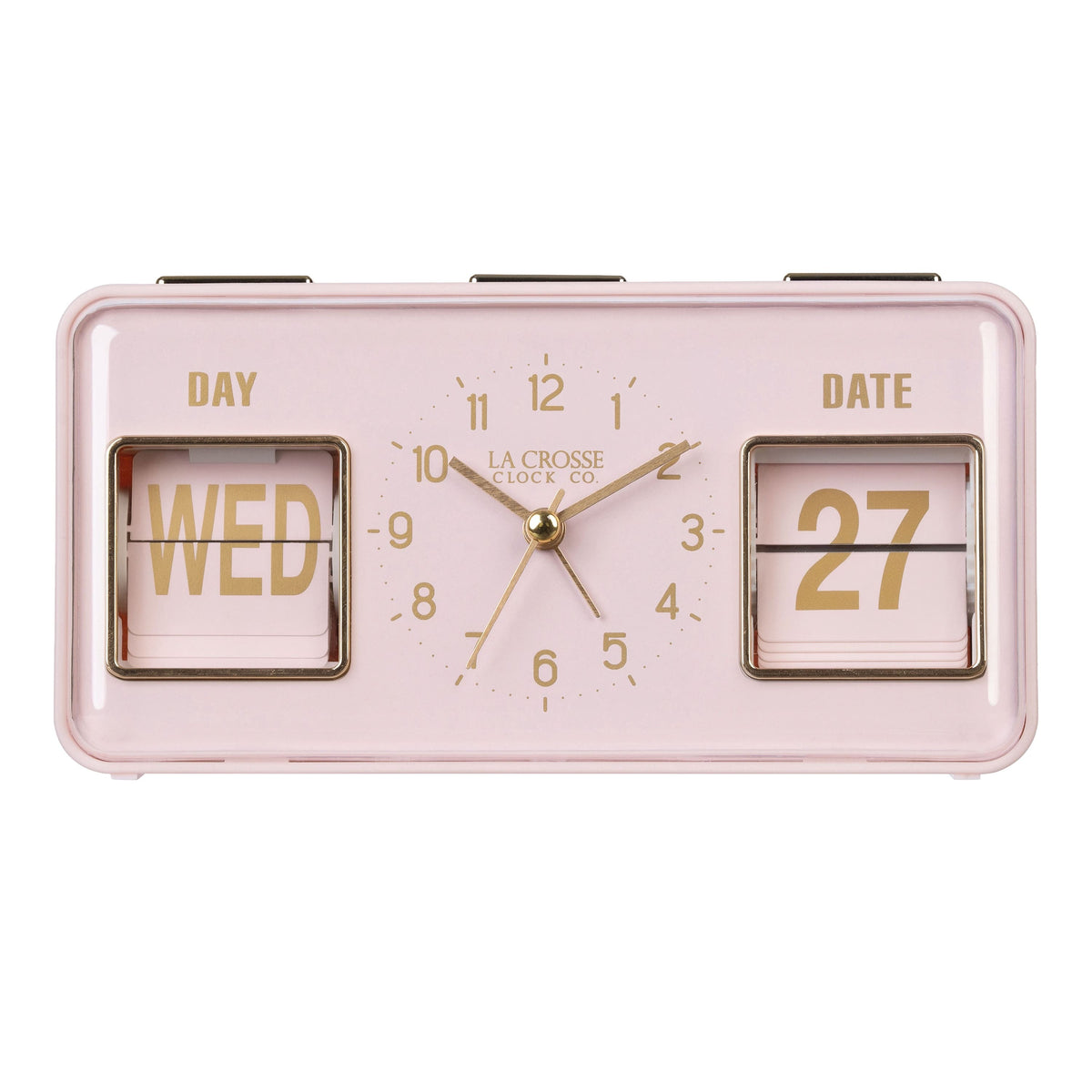 La Crosse Clock Co. - Daily Flip Tabletop Alarm Clock with Calendar - Pink