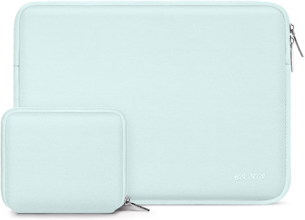 mosiso - 13-13.3 inch Laptop Sleeve Bag for MacBook Air Pro 13 14 HP Dell ASUS Lenovo, Neoprene Computer Sleeve with Small Case - Ice Green