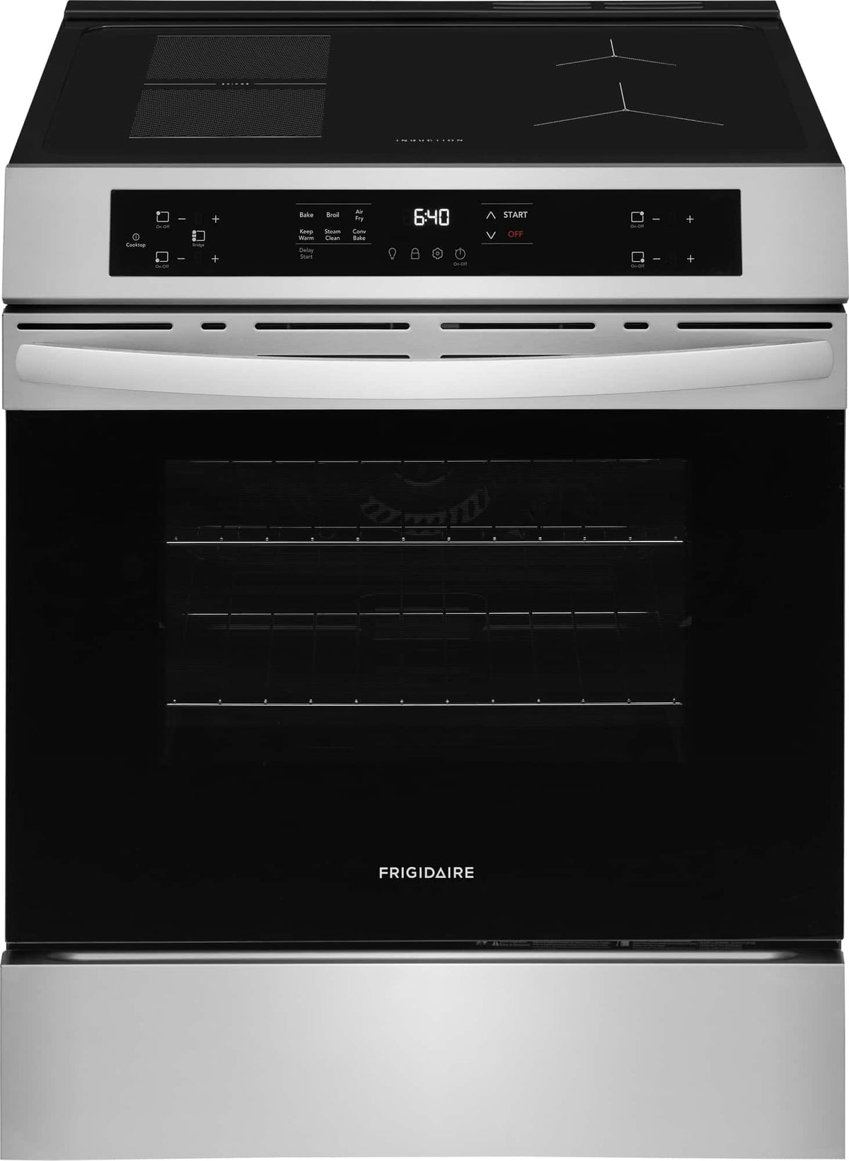 Frigidaire - 30 in. Wide 4 elements 5.3 Cu. Ft. Slide-In Electric Induction Range with Air Fry Convection Bake and Steam Clean - Stainless Steel