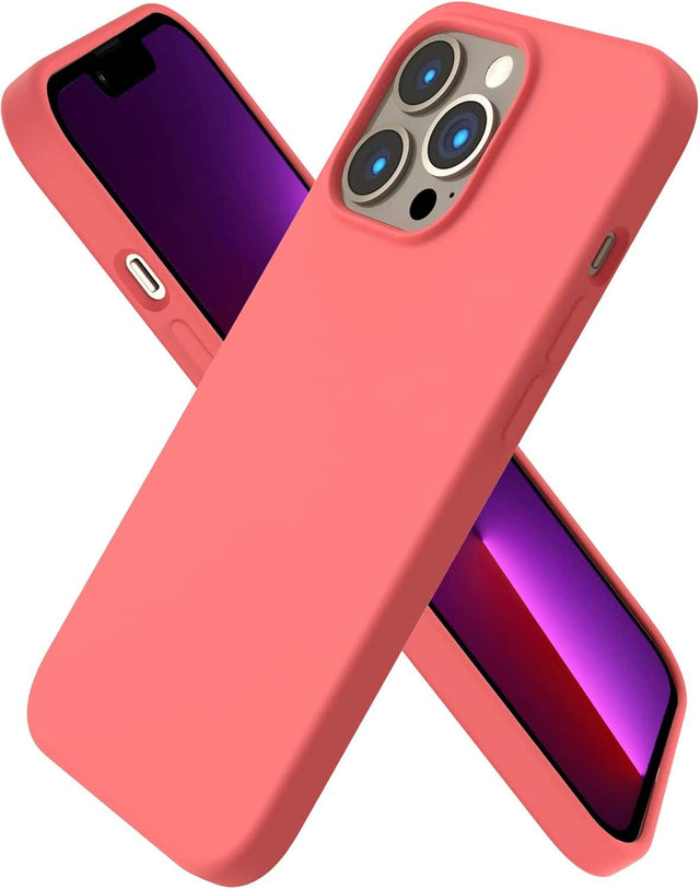 Front. Ornarto - ORNARTO Compatible with iPhone 13 Pro Case 6.1", Slim Liquid Silicone 3 Layers Full Covered Cover-Pink Pomelo - Pink Pomelo.