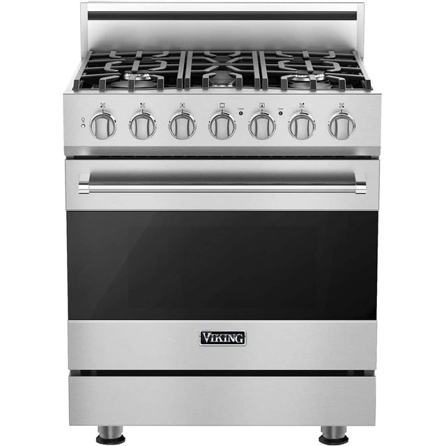 Front. Viking - 3 Series 4.7 Cu. Ft. Self-Cleaning Freestanding Dual Fuel LP Gas Convection Range - Stainless Steel.