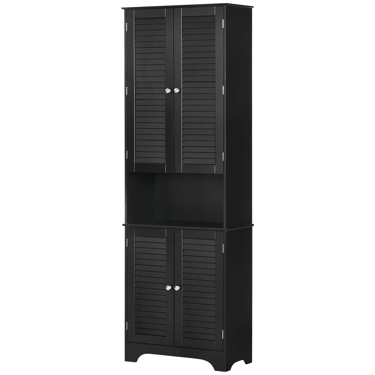 Homcom - Narrow Bathroom Storage Cabinet with Doors and Shelf Adjustability - Black