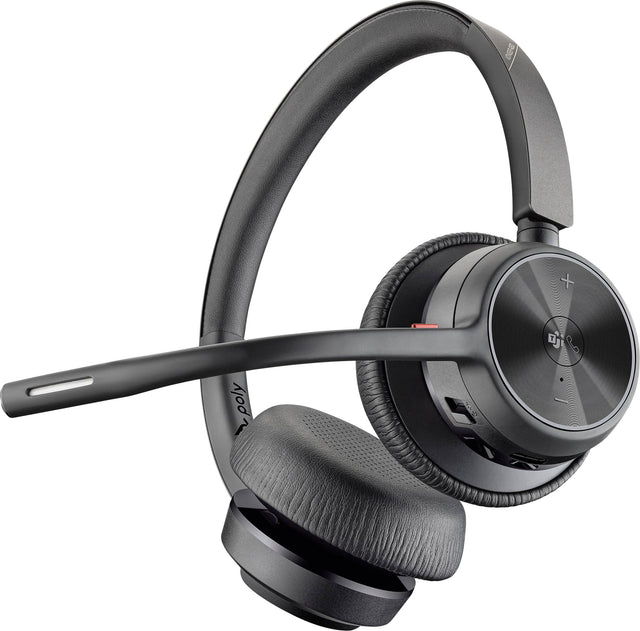 Front. Poly - Voyager 4320 Wireless Noise Cancelling Stereo Headset with mic - Black.