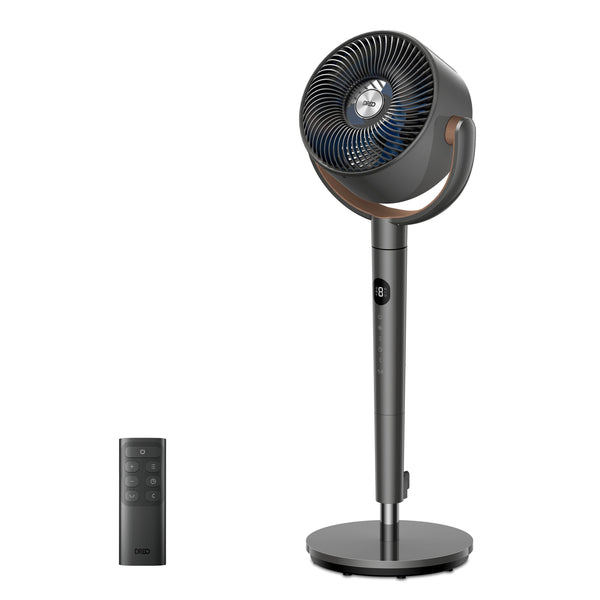 Dreo - Standing Fan, 120°+120° Smart Oscillating Floor Fans, 85 ft Fan For Bedroom, DC Motor Quiet Fans, adjustable height - Gray