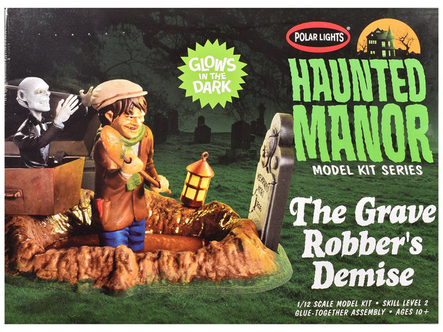 POLAR LIGHTS  
HAUNTED MANOR  
MODEL KIT SERIES  

The Grave Robber's Demise  

1/12 SCALE MODEL KIT • SKILL LEVEL 2  
GLUE-TOGETHER ASSEMBLY • AGES 10+  

GLOWS IN THE DARK