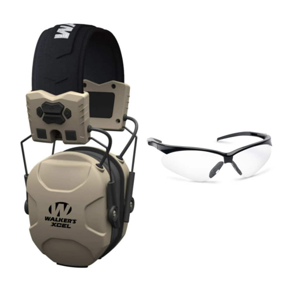 Walker’s - Walker's XCEL 100 Digital Electronic Shooting Muff with Shooting Glasses - Beige