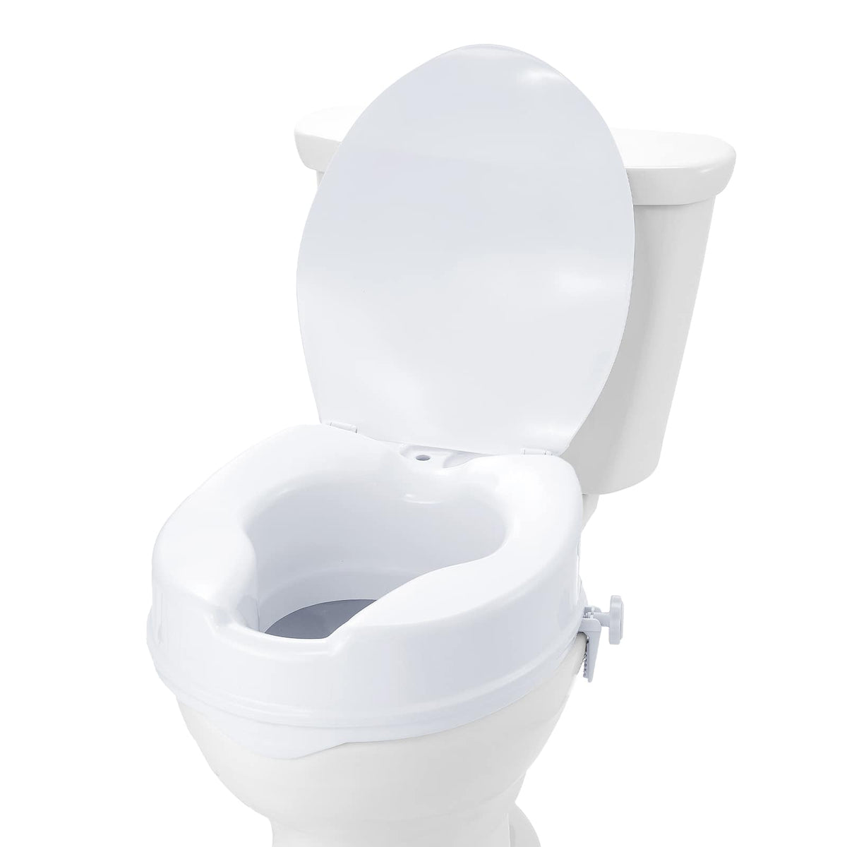VEVOR - Raised Toilet Seat, 4" Height Raised, 300 lbs Weight Capacity, Universal Toilet Seat Riser, Screw Rod Locking - White
