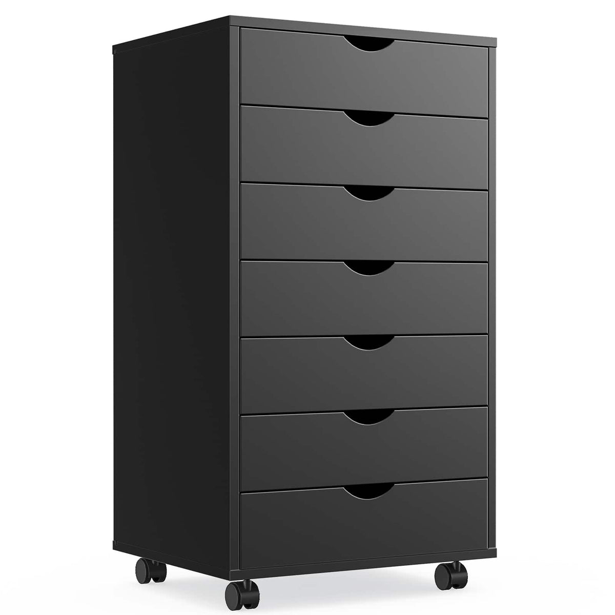 Bestier - Storage Cabinet 7 Drawers 18.7 in.W Dressers with Wheels Mobile Organizer Drawers for Office, Bedroom, Home - Black