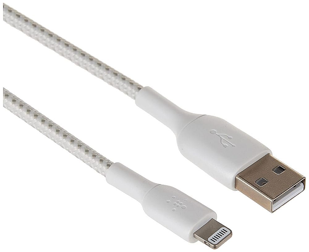 Belkin - BOOST↑CHARGE Braided USB-A to Lightning Cable 3.3ft - White