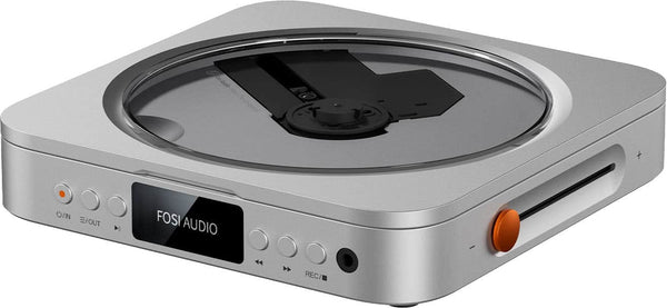 Fosi Audio - Merak CD Player w/ optical & line outputs, DAC/Amp, and CD ripping to USB (Supports FLAC, WAV, WMA, AAC, & MP3) - Silver