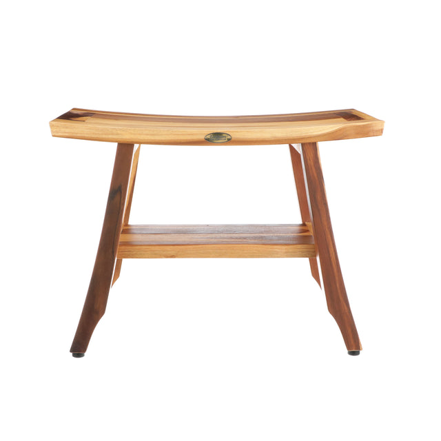 Front. EcoDecors - EcoDecors 24 Inch Satori Natural Teak Waterproof Teak Wood Shower Bench - EarthyTeak.
