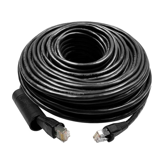 Front. Lorex - 100’ Outdoor Cat6 UL CMR STP Ethernet Cable with UV Treated for Direct Burial Underground - Black.