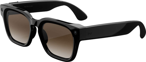Meta - Fury - AI Glasses-Smart Features like 12MP Camera, Live Translate-3K HD Resolution- 8+Hour Battery-Brown Gradient Lenses - Classic Black