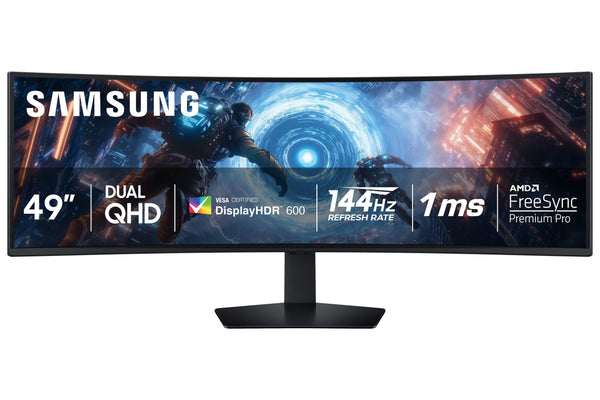 Samsung - 49" Odyssey G9 G91F 1000R Curved Dual QHD 144Hz 1ms AMD FreeSync Premium Pro Gaming Monitor with HDR600 (HDMI x2,DP,USB) - Black