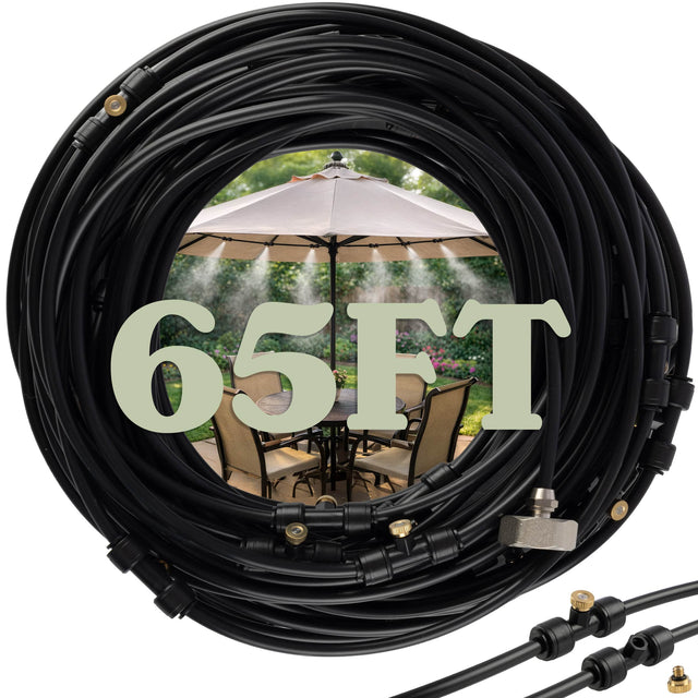 Front. Pure Garden - Water Mister Outdoor Patio Cooling System with 65ft Tubing, 20 Mist Nozzles, and 3/4” Standard Connector.