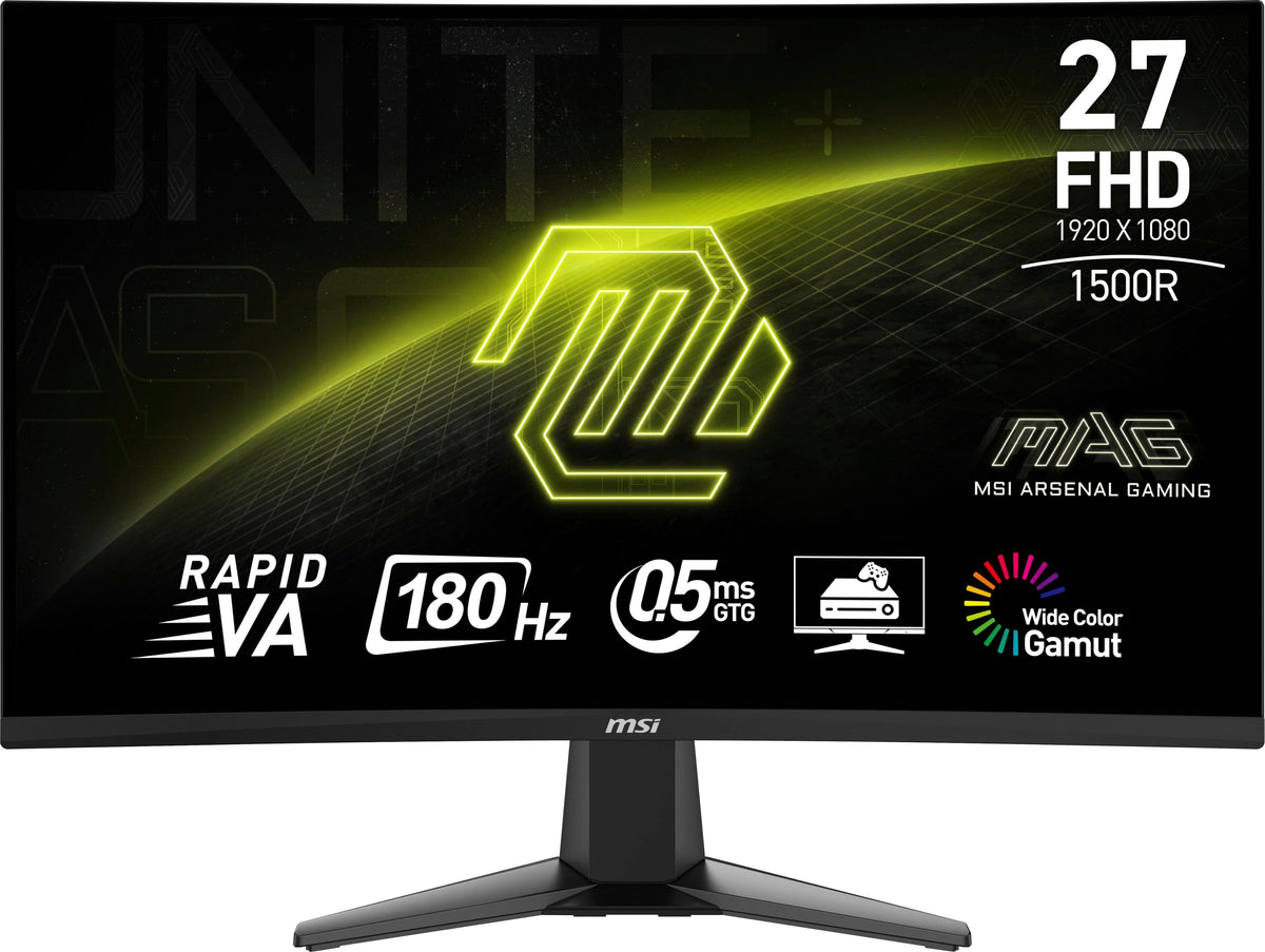 MSI - MAG27C6F 27" Curved FHD 180Hz 0.5ms Adaptive Sync Gaming Monitor with HDR ready (DisplayPort, HDMI, ) - Black