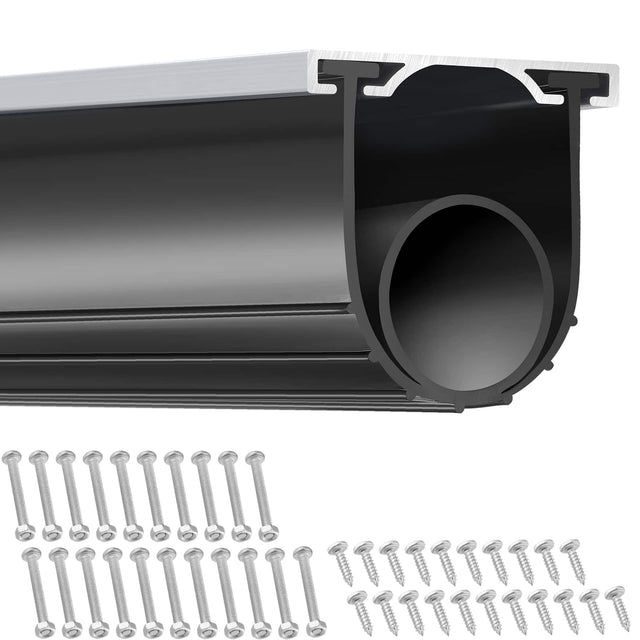 Front. VEVOR - Garage Door Seals Bottom Rubber, U Shape +O Ring Combination Garage Door Weather Stripping with Pre-drilled Aluminum - Black.