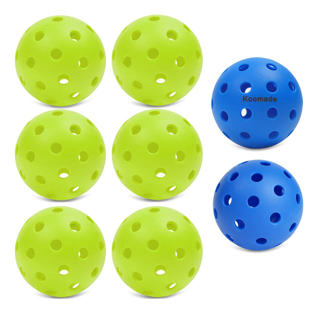 Front. KOOMADE - KOOMADE 8/16pcs Pickleball Balls 40 Holes Colorful and Durable Pickleballs 74mm Training Ball Practice Competition - 8PK Pickle Ball（6PK Green + 2PK Blue ）.