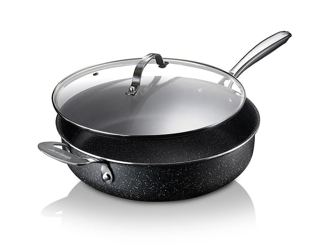Angle. Granitestone - Granitestone Non Stick 5.5QT Jumbo Cooker with Glass Lid - Gray.